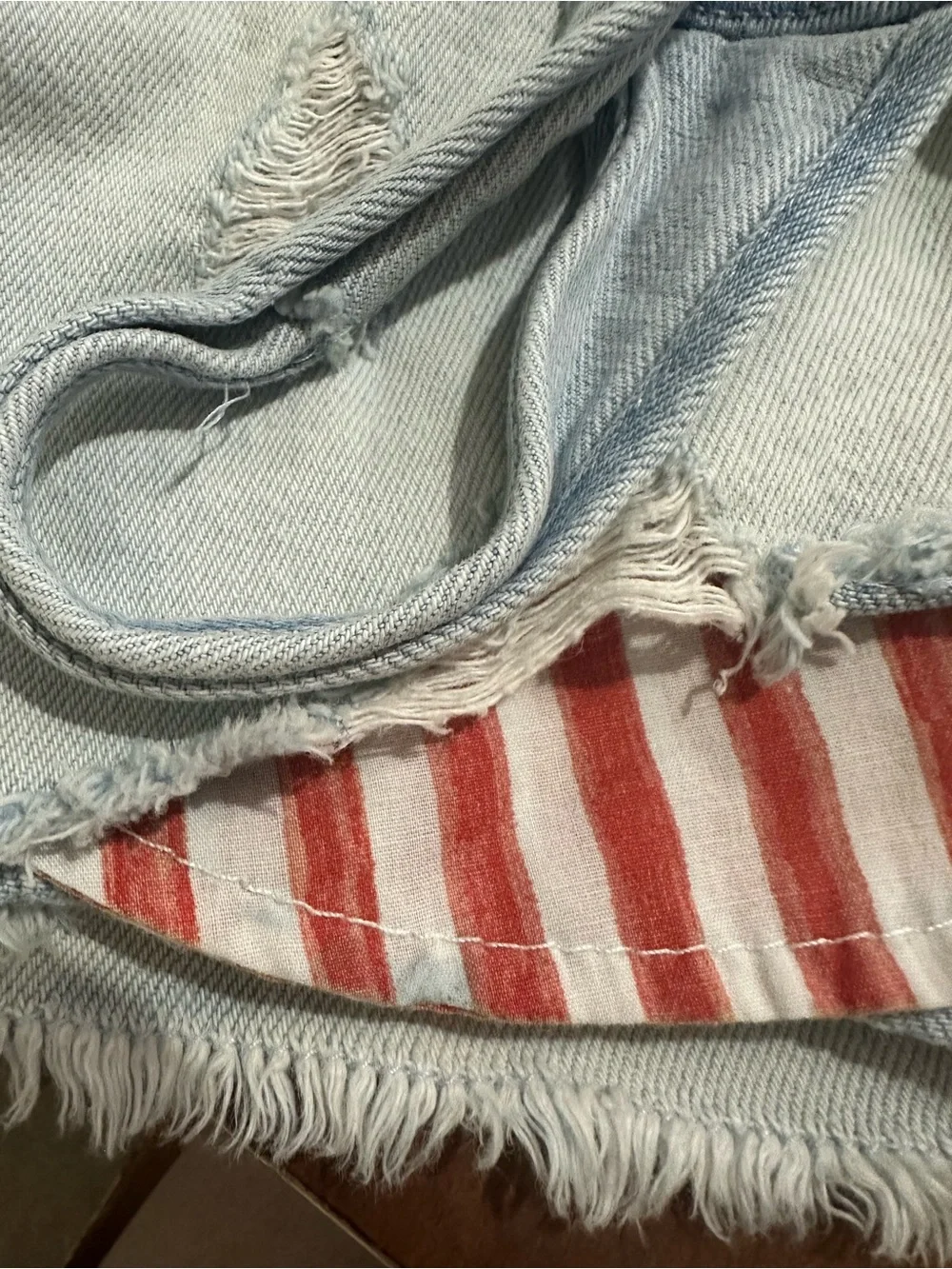 Old Navy Light Wash Distressed Girls Denim Short Overalls Patriotic Pockets Sz M